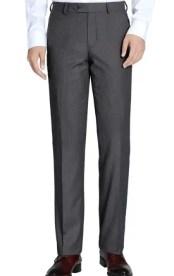 Charcoal Slim Fit Dress Pants Flat Front Pre-hemmed