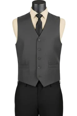 Charcoal Slim Fit Vest Single Breasted 5 Button Design