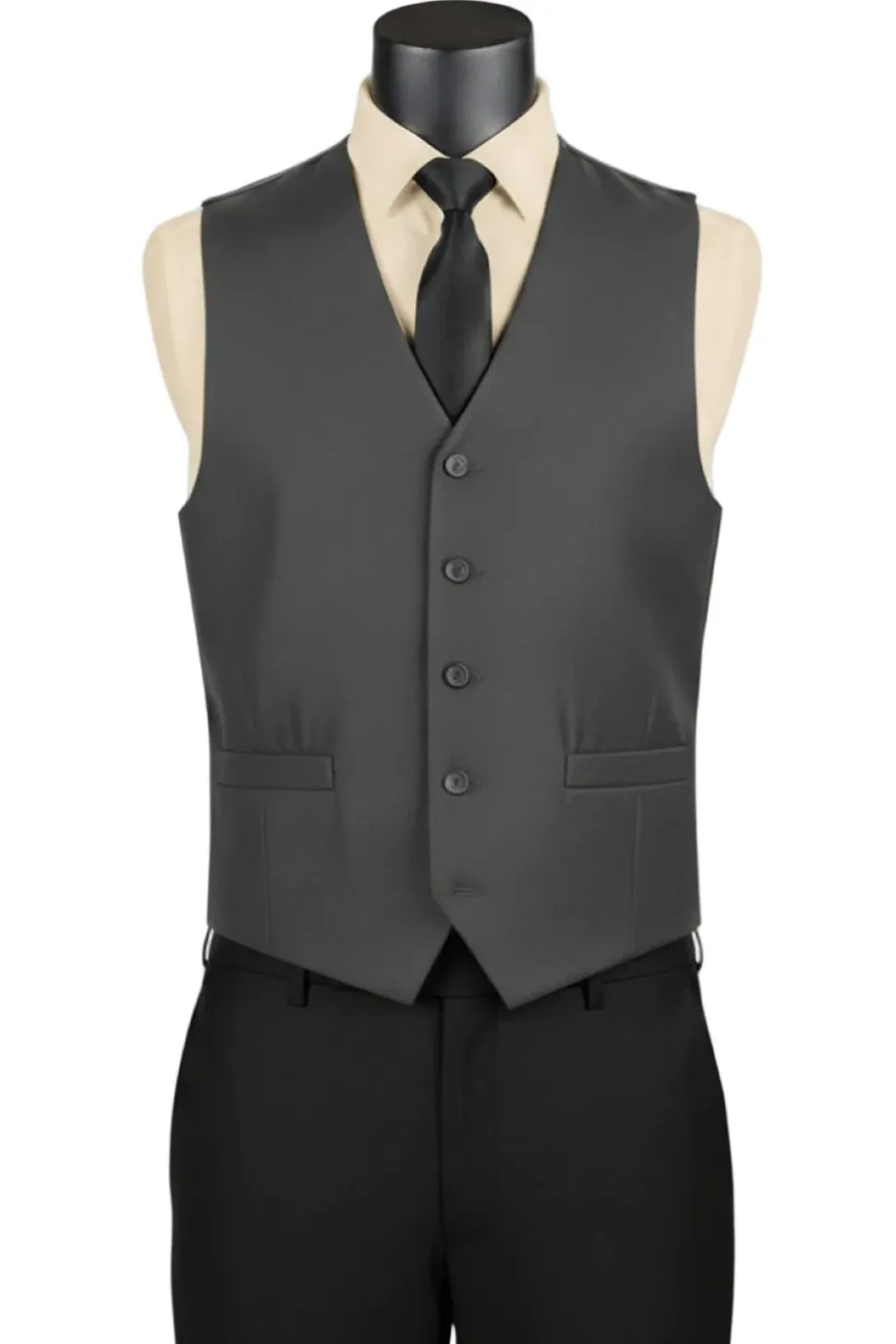 Charcoal Slim Fit Vest Single Breasted 5 Button Design