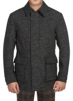 Charcoal Slim Fit Wool Blend Short Coat