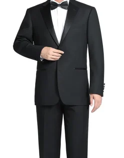 Classic Black Regular Fit 100% Wool Tuxedo Suit