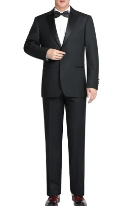 Classic Black Regular Fit 100% Wool Tuxedo Suit