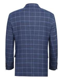 Classic Regular Fit Blazer Windowpane Pattern in Blue