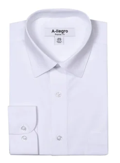 Classic Regular Fit Cotton Convertible Cuff Dress Shirt In White