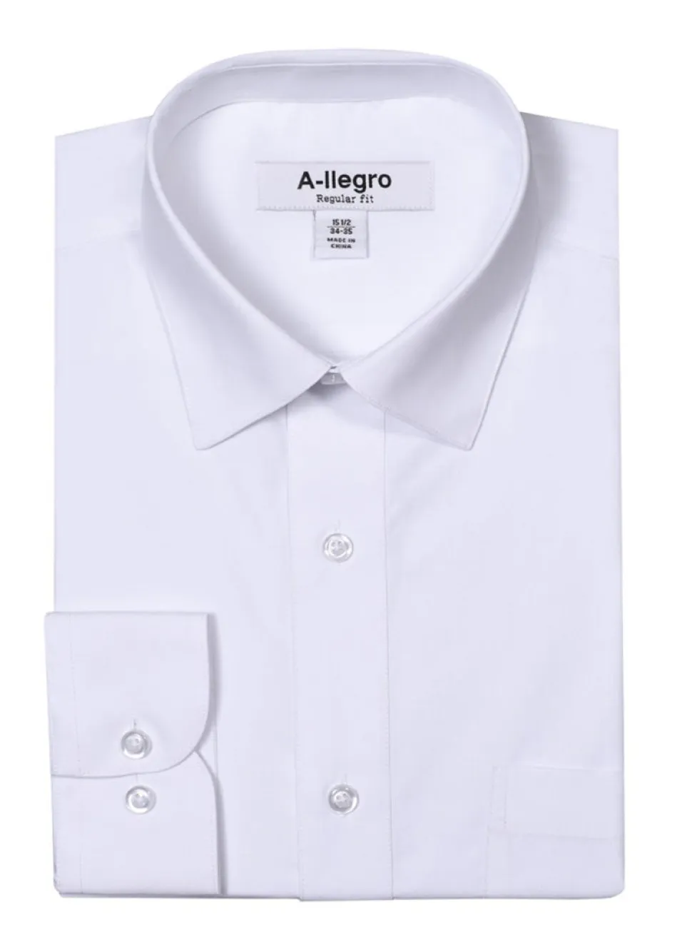 Classic Regular Fit Cotton Convertible Cuff Dress Shirt In White