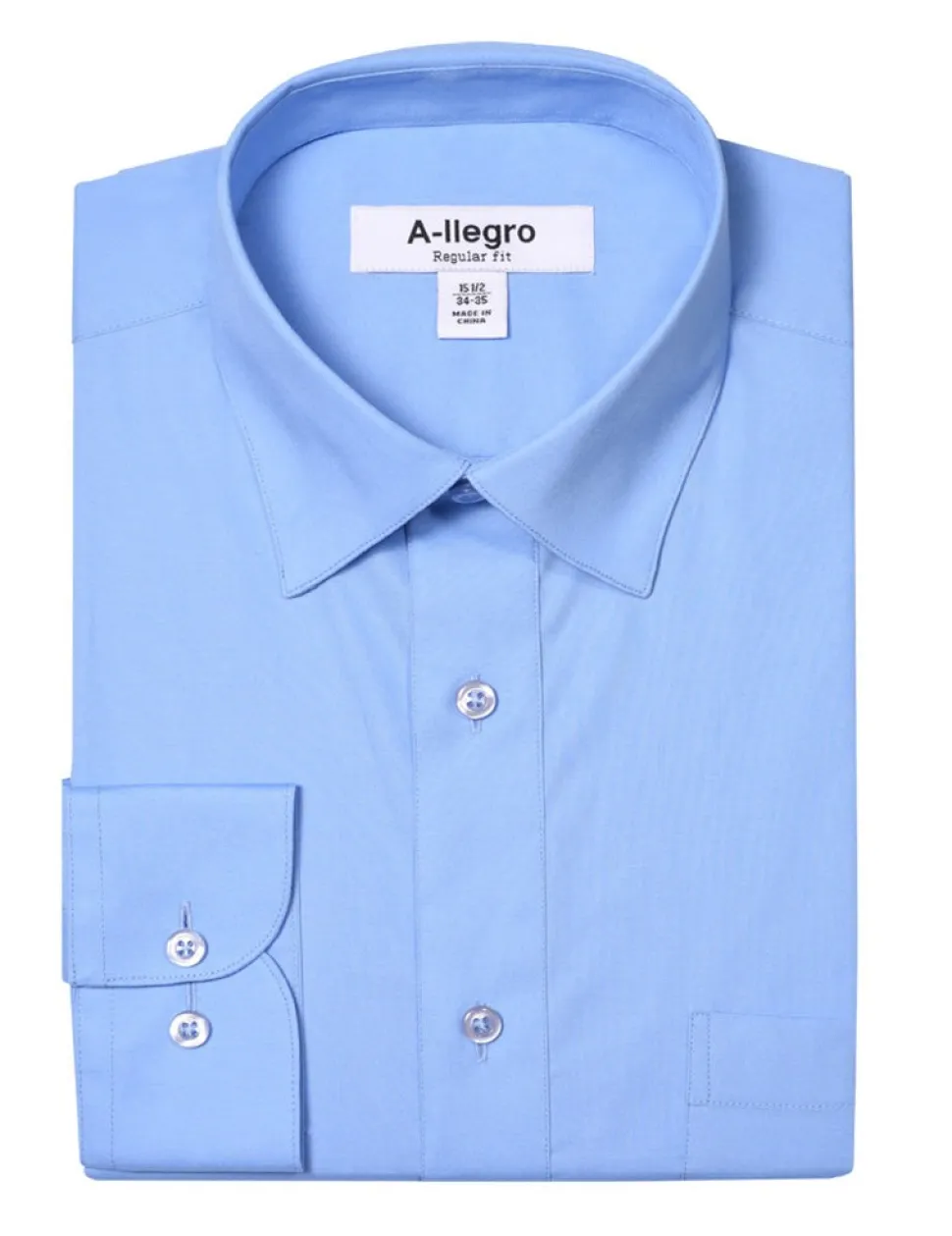 Classic Regular Fit Cotton Convertible Cuff Dress Shirt In Sky Blue