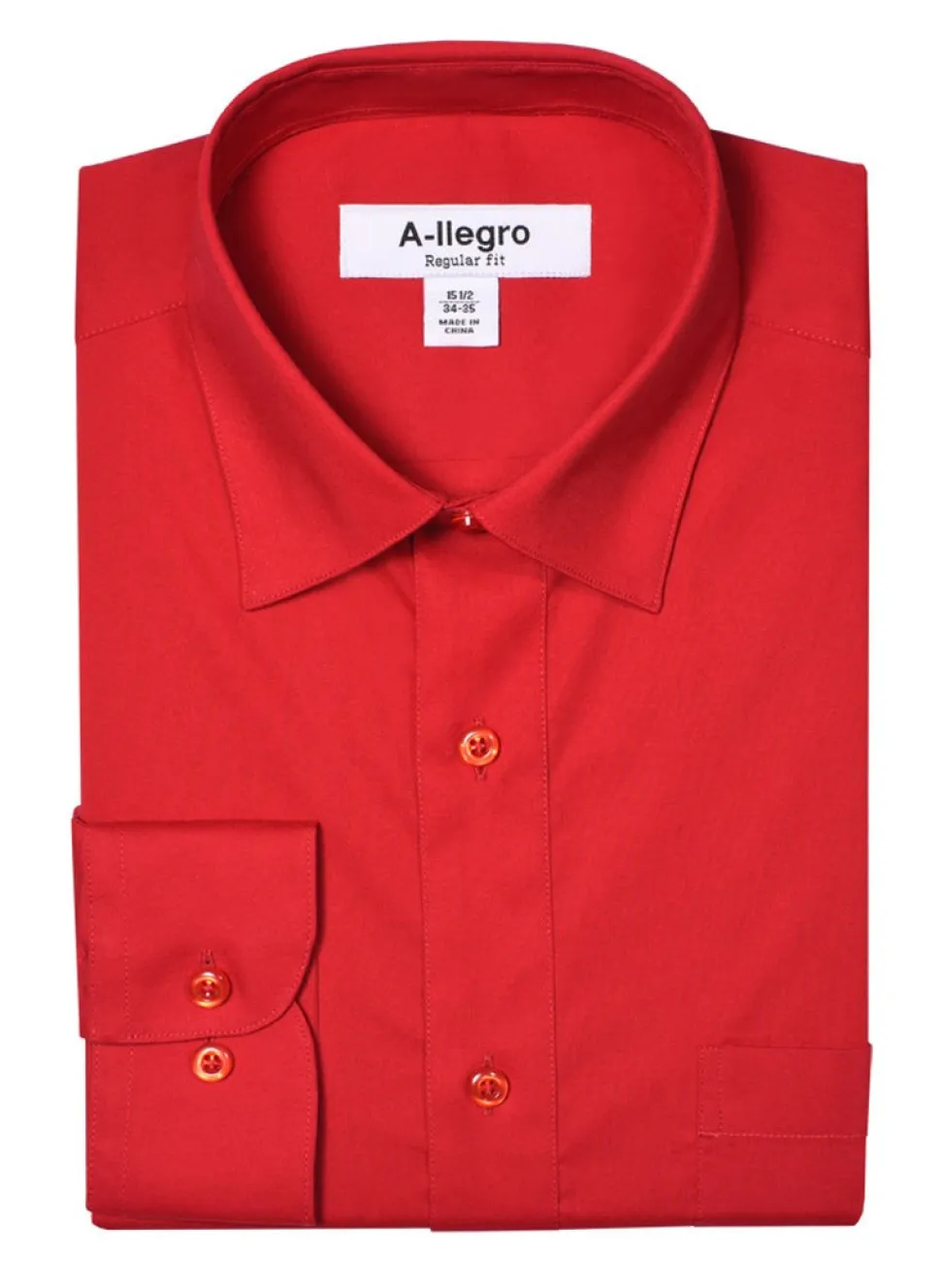 Classic Regular Fit Cotton Convertible Cuff Dress Shirt In Red