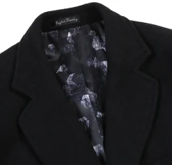 English Laundry Black Fall/Winter Essential Slim Fit Overcoat Wool Blend