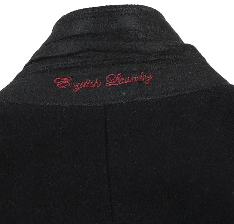 English Laundry Black Fall/Winter Essential Slim Fit Overcoat Wool Blend