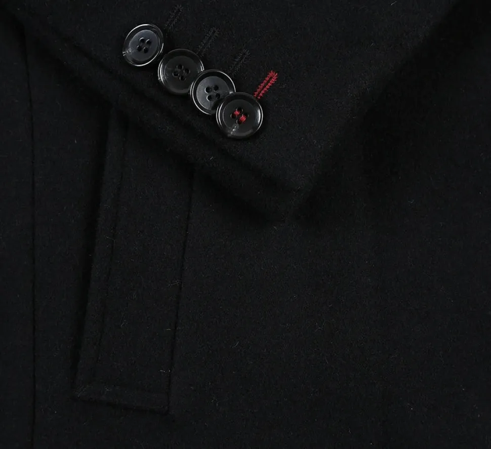English Laundry Black Fall/Winter Essential Slim Fit Overcoat Wool Blend