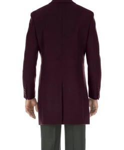 English Laundry Burgundy Fall/Winter Essential Slim Fit Overcoat Wool Blend