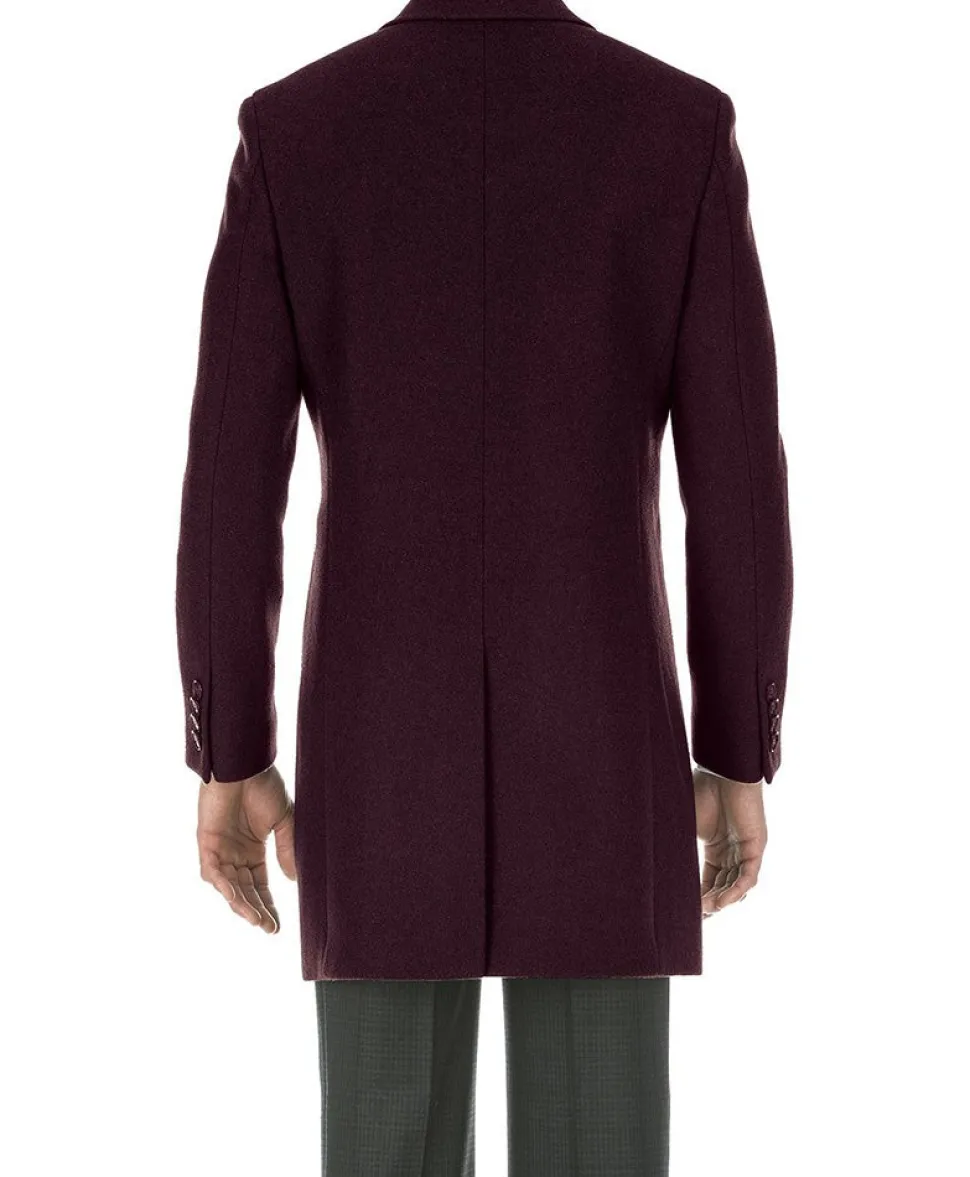 English Laundry Burgundy Fall/Winter Essential Slim Fit Overcoat Wool Blend
