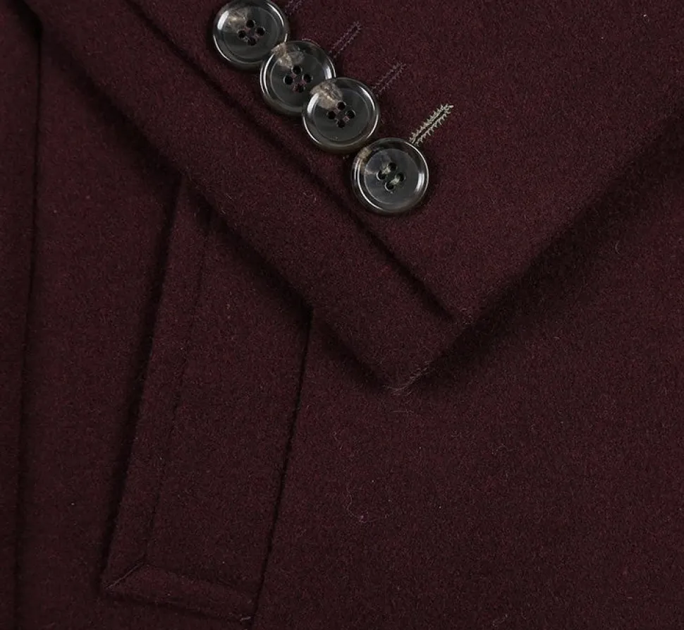 English Laundry Burgundy Fall/Winter Essential Slim Fit Overcoat Wool Blend