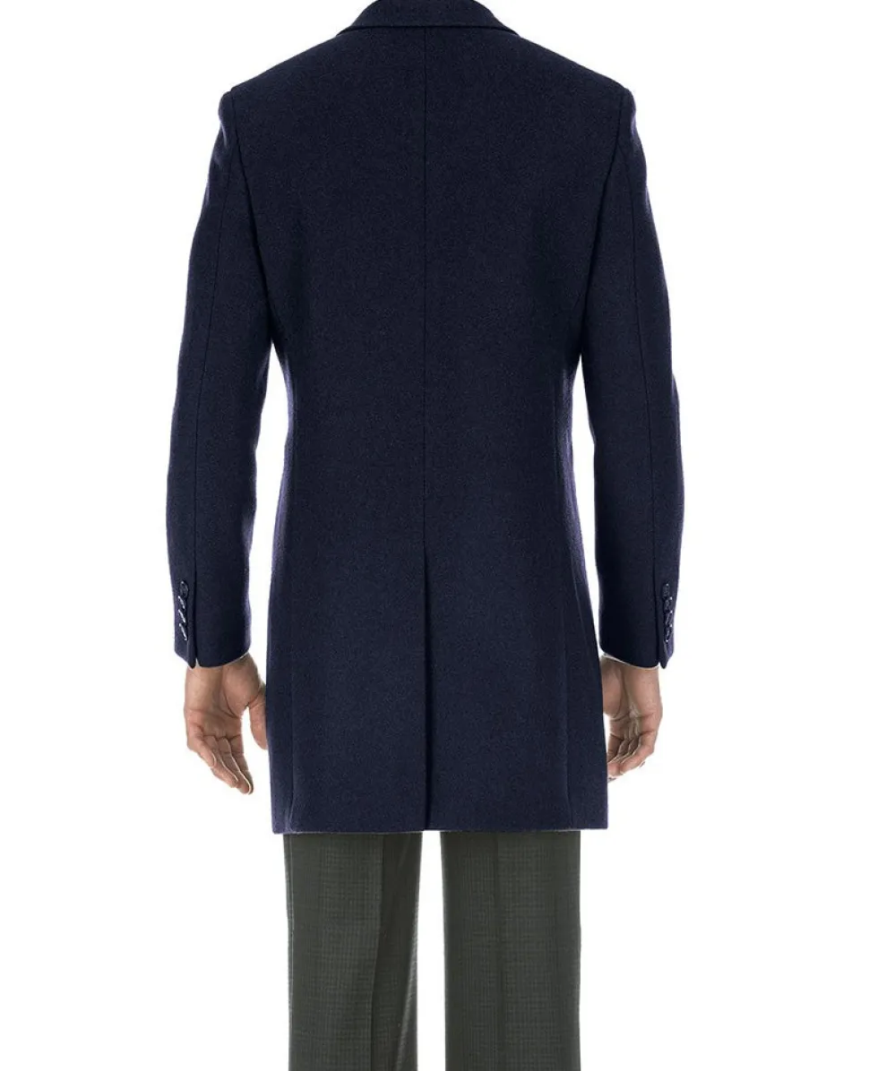 English Laundry Navy Fall/Winter Essential Slim Fit Overcoat Wool Blend