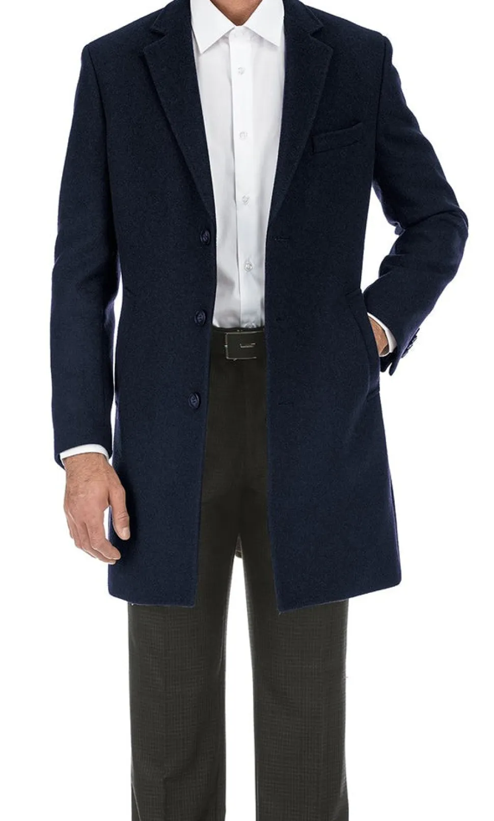 English Laundry Navy Fall/Winter Essential Slim Fit Overcoat Wool Blend