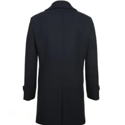 English Laundry Navy Slim Fit Wool Blend Long Overcoat