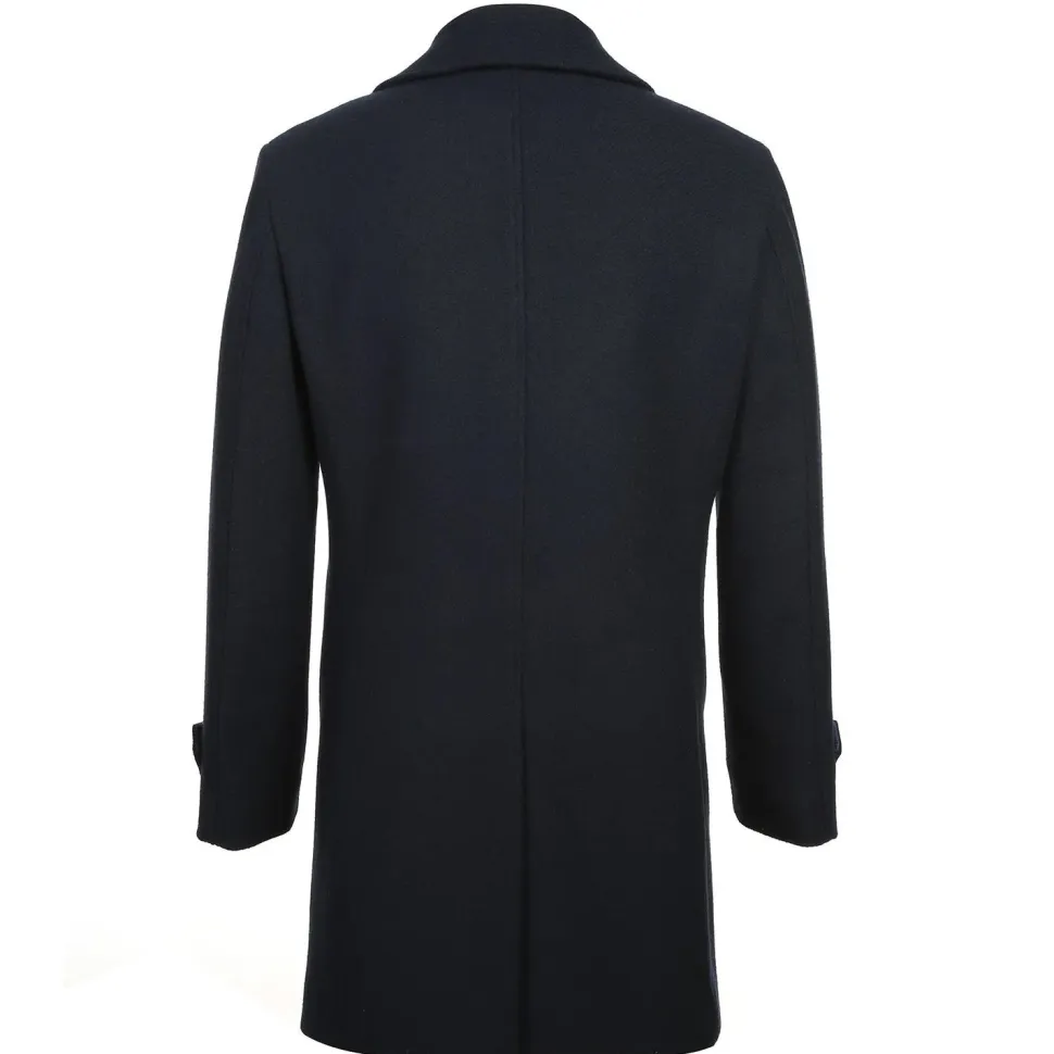 English Laundry Navy Slim Fit Wool Blend Long Overcoat