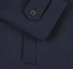 English Laundry Navy Slim Fit Wool Blend Long Overcoat