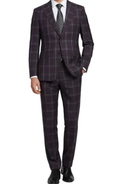 English Laundry 2-Piece Purple Window Pane Check Slim Fit Suit Wool Blend