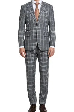 English Laundry Slim Fit Dimgray with White Check Suit