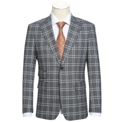 English Laundry Slim Fit Dimgray with White Check Suit