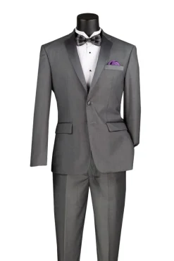 Excalibur Collection - Slim Fit Tuxedo 2 Piece 2 Buttons Design in Gray