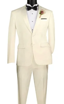 Excalibur Collection - Slim Fit Tuxedo 2 Piece 2 Buttons Design in Ivory