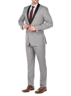 Gray 2 Piece Tuxedo Shawl Lapel Slim Fit