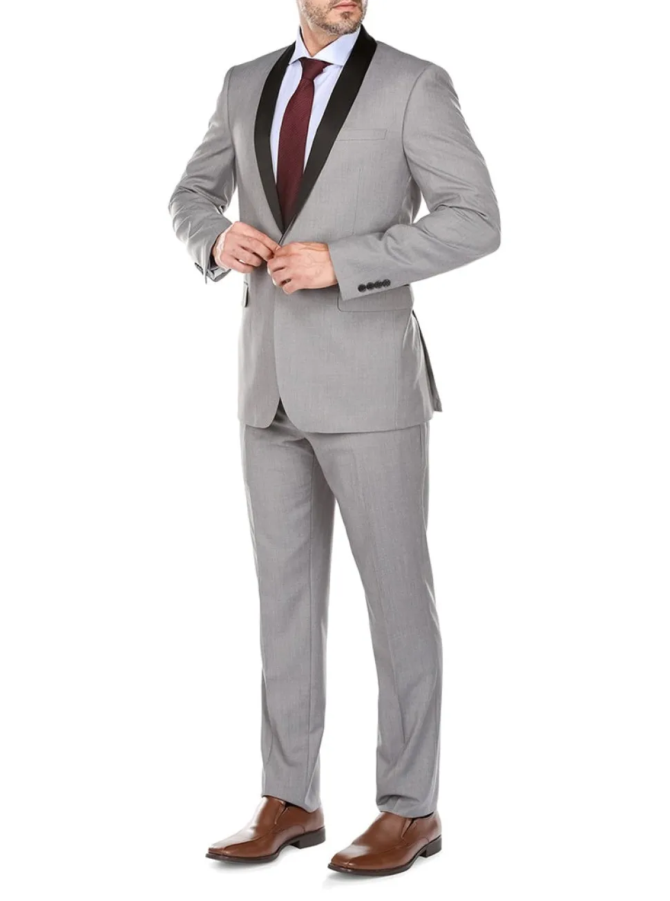 Gray 2 Piece Tuxedo Shawl Lapel Slim Fit