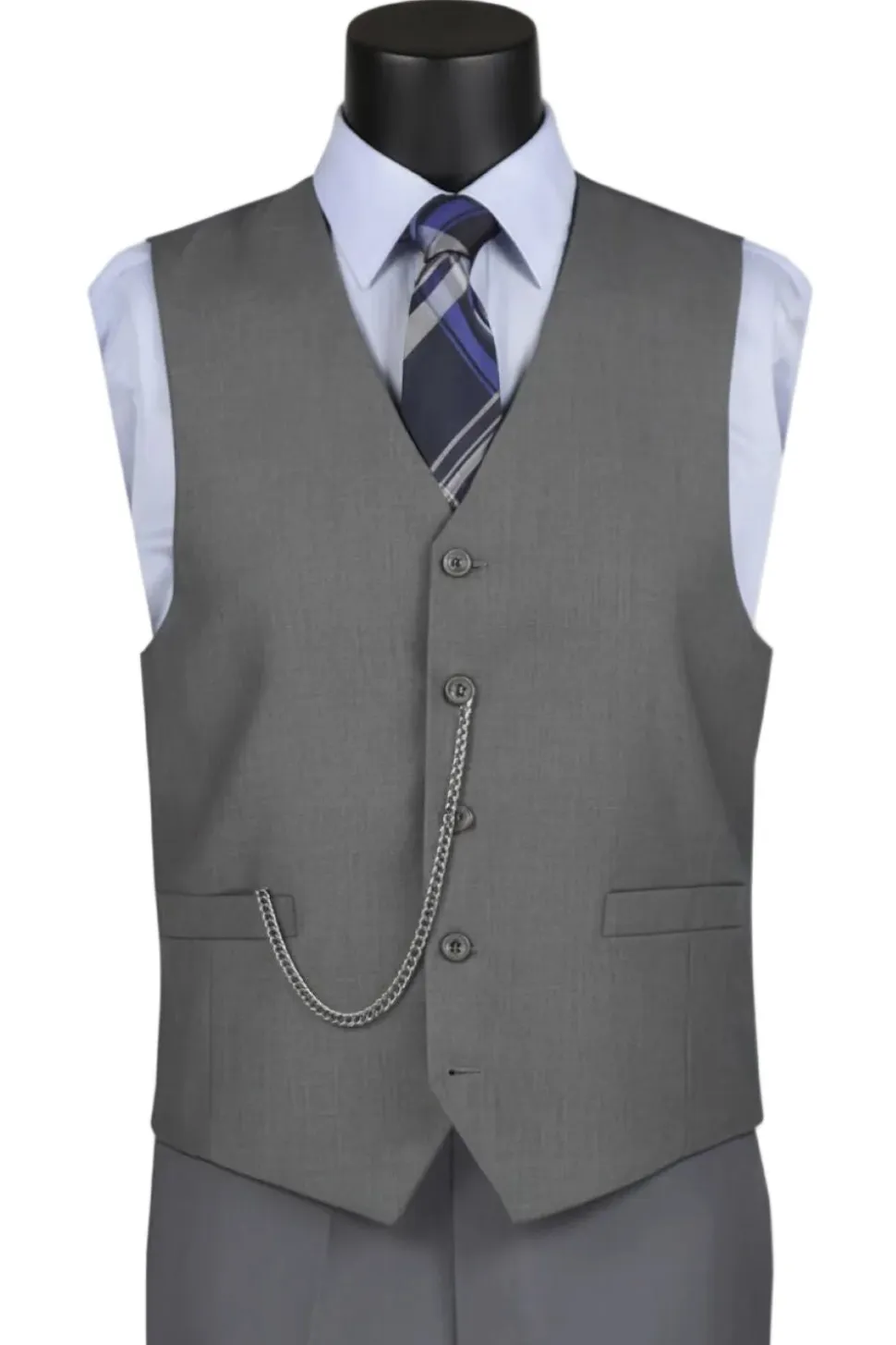Gray Slim Fit Vest Single Breasted 5 Button Design