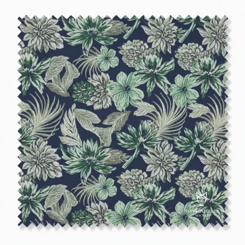 Green Slim Fit 3 Piece Floral Jacquard Tuxedo