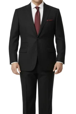 Greenwich Collection - Black 3 Piece Regular Fit Textured Suit
