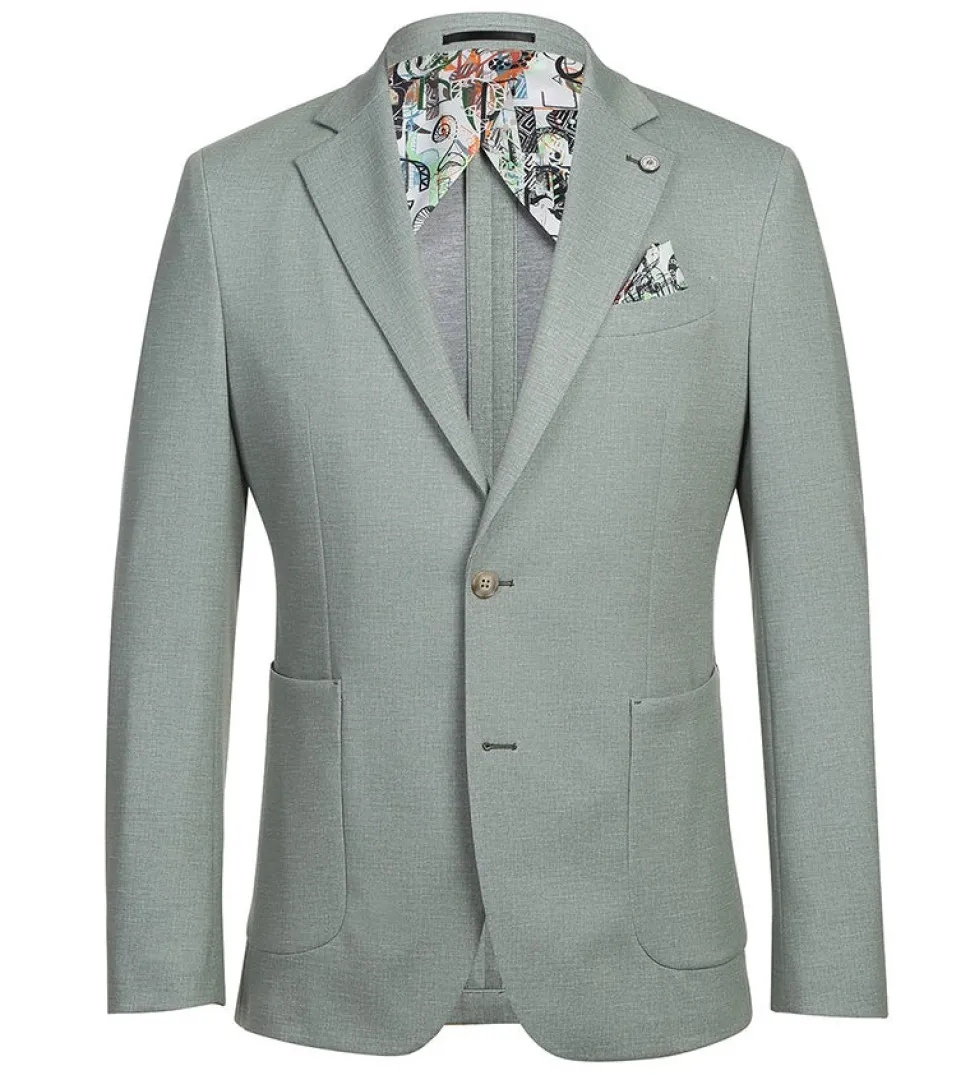 Half Canvas Slim Fit Blazer in Light Sage Gray