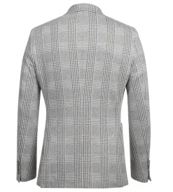 Half Canvas Slim Fit Blazer in Plaid Gray
