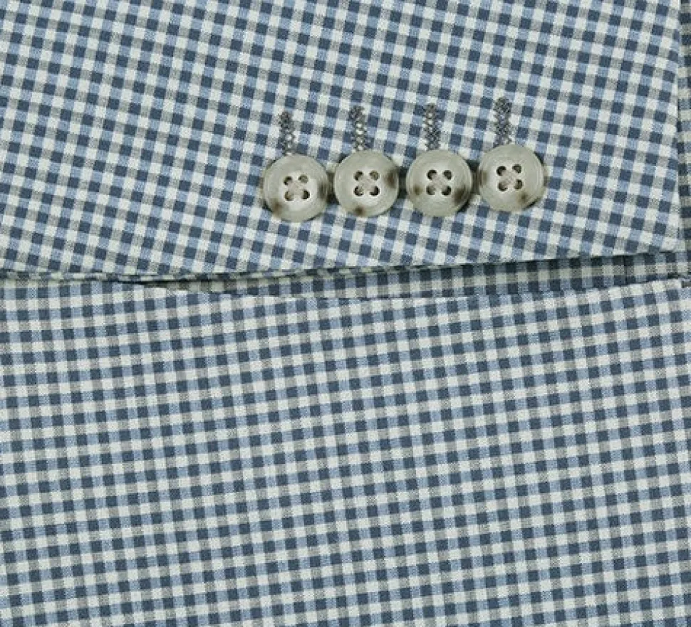 Half Canvas Slim Fit Blazer in Sage Blue Check