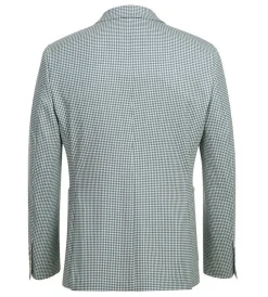 Half Canvas Slim Fit Blazer in Sage Blue Check