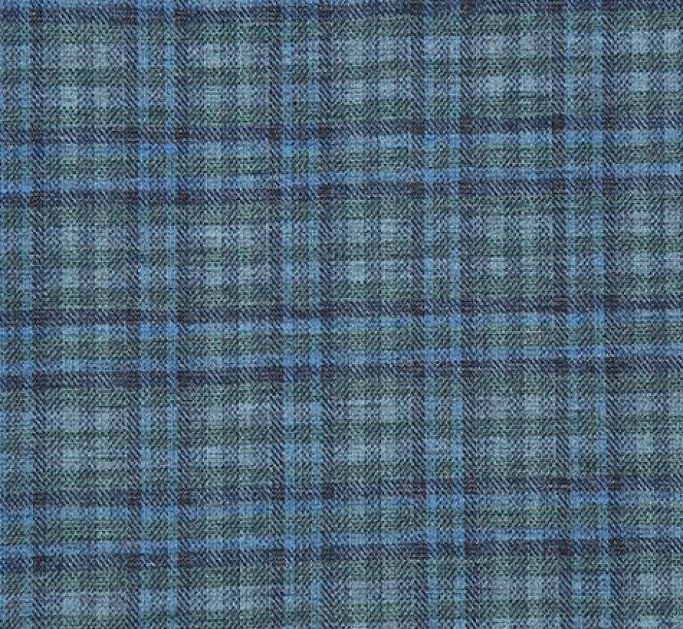 Half Canvas Slim Fit Blazer in Green Blue Check