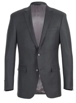 Half Canvas Wool Dress Suit Modern Fit 2 Piece in Gray