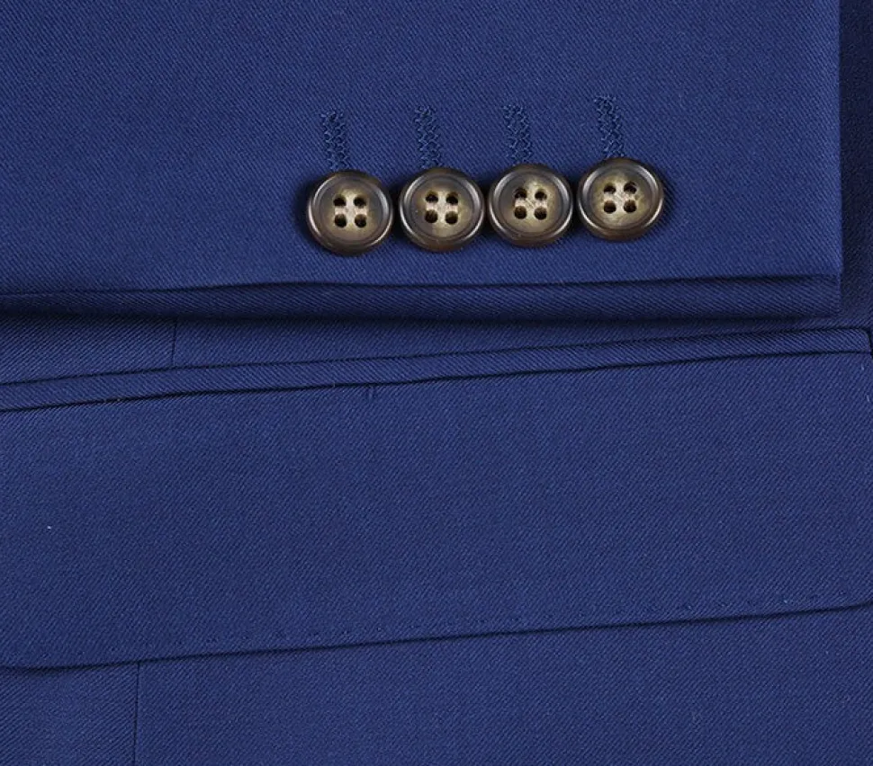 Half Canvas Wool Dress Suit Regular Fit 2 Piece in Blue