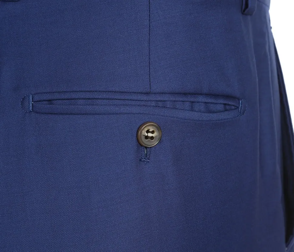 Half Canvas Wool Dress Suit Regular Fit 2 Piece in Blue