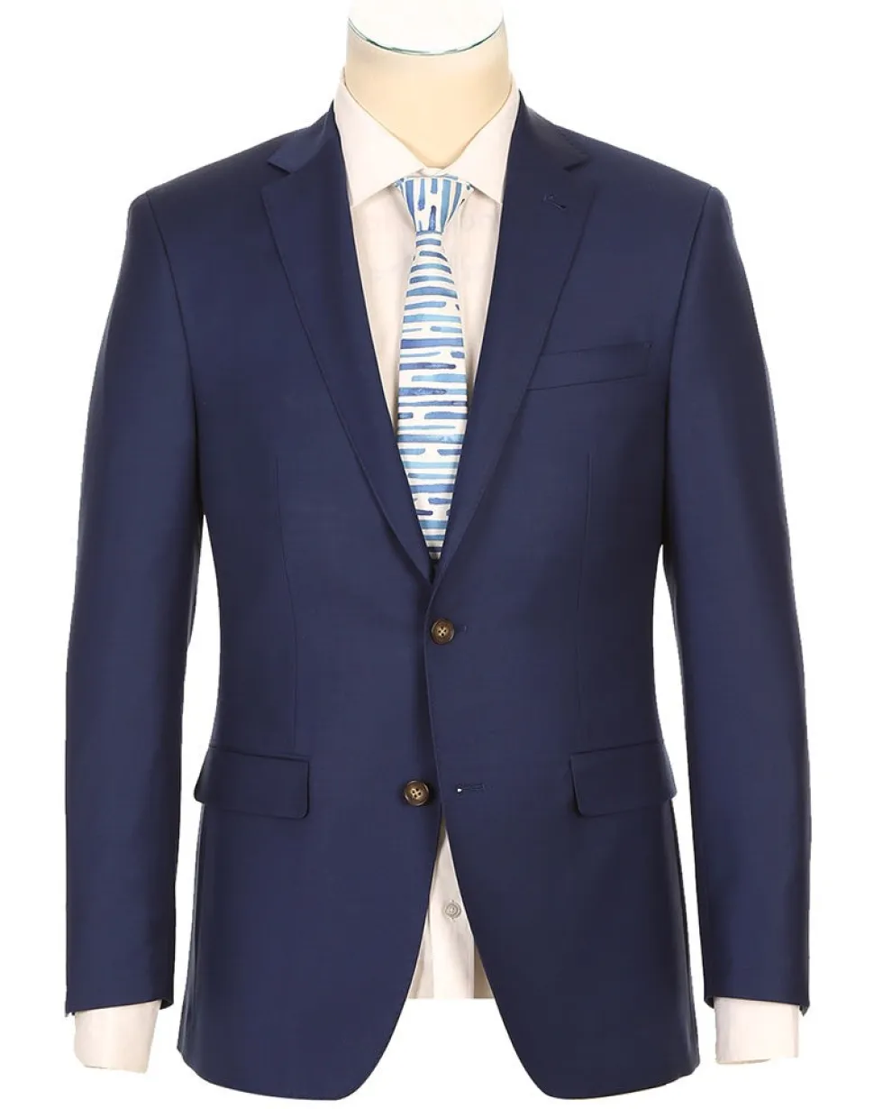 Half Canvas Wool Dress Suit Regular Fit 2 Piece in Blue