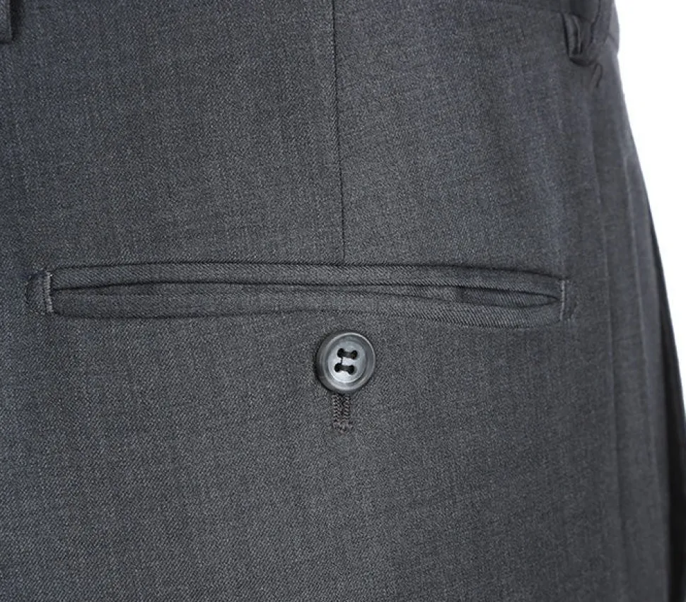 Half Canvas Wool Dress Suit Regular Fit 2 Piece in Gray