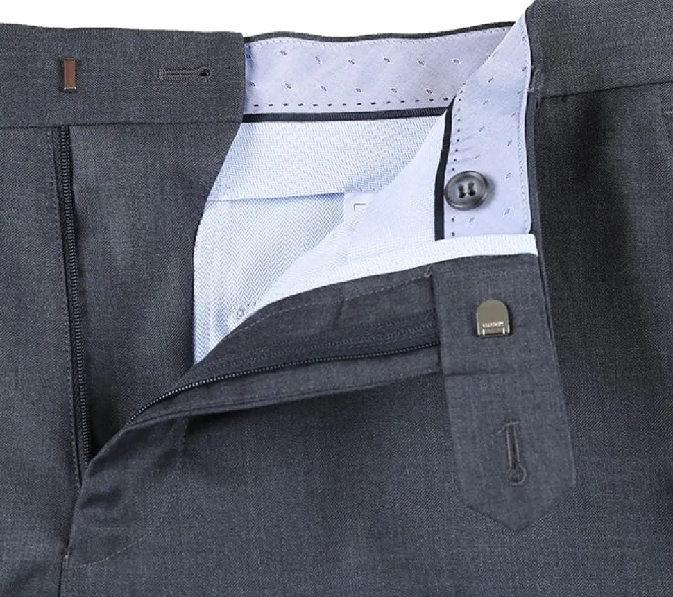 Half Canvas Wool Dress Suit Regular Fit 2 Piece in Gray