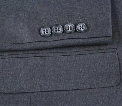 Half Canvas Wool Dress Suit Regular Fit 2 Piece in Gray
