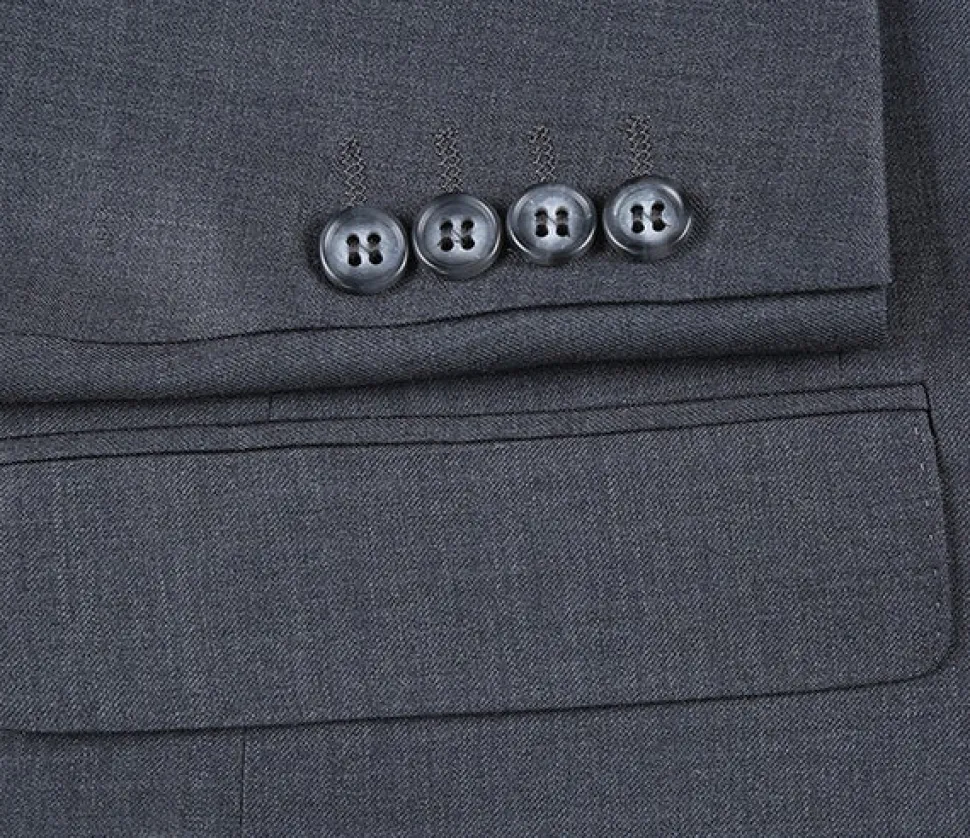 Half Canvas Wool Dress Suit Regular Fit 2 Piece in Gray