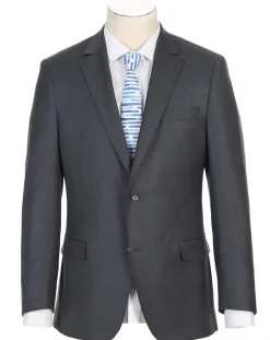 Half Canvas Wool Dress Suit Regular Fit 2 Piece in Gray