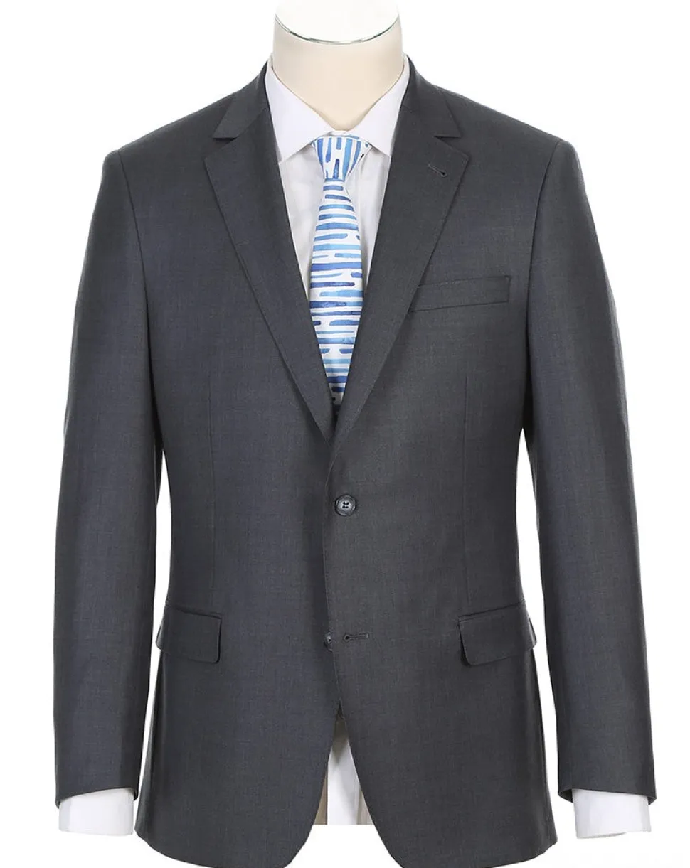Half Canvas Wool Dress Suit Regular Fit 2 Piece in Gray