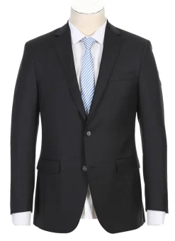 Half Canvas Wool Dress Suit Regular Fit 2 Piece in Black