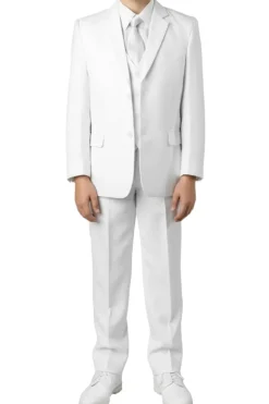(8, 10H) Boy Suit 5 Piece Set White