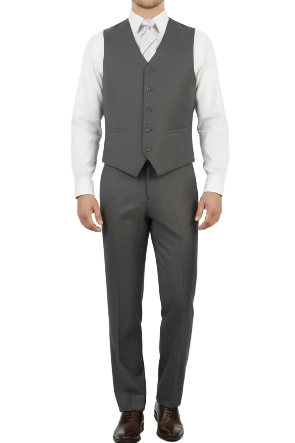 Heather Gray Regular Fit 3-Piece Suit